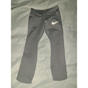 Nike Dri-FIT Womens XS Gray Running Leggings Cropped Perforated Reflective